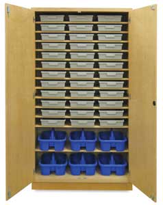 Storage Cabinet with 36 Certwood Tote Trays and 6 Tote Caddies