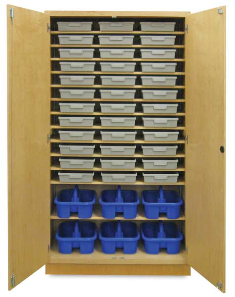 Storage Cabinet with 36 Certwood Tote Trays and 6 Tote Caddies