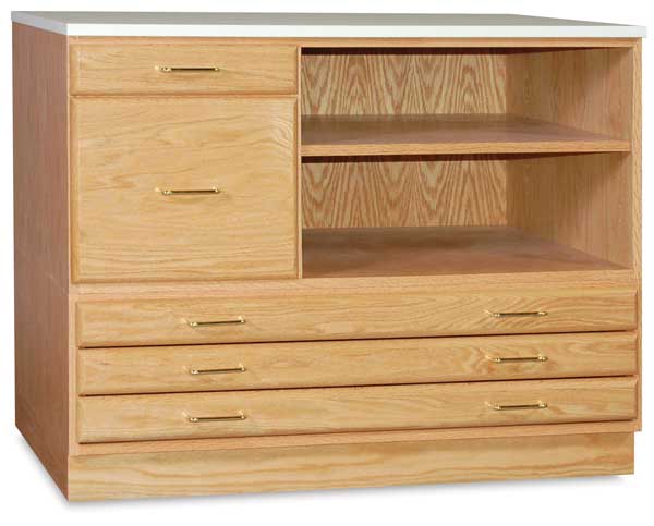 SMI Flat File Storage System, Natural Oak (3 Drawer Stackable File with Cap and Base, Not Included)