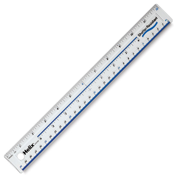 Shatterproof Plastic Ruler, 12"