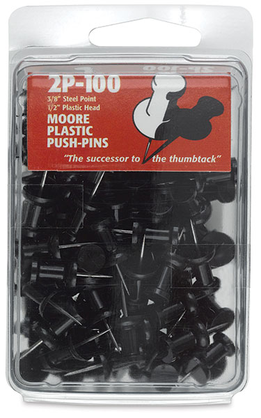 Black Plastic Push Pins, Pkg of 100