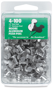 Aluminum Push Pins, Pkg of 100