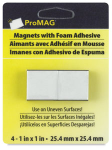 Adhesive Magnetic Squares, Pkg of 4, 1"
