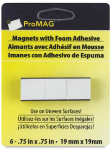 Adhesive Magnetic Squares, Pkg of 6, &frac34;"