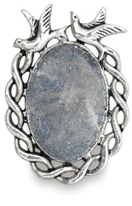 Antique Silver Birds Oval, Front