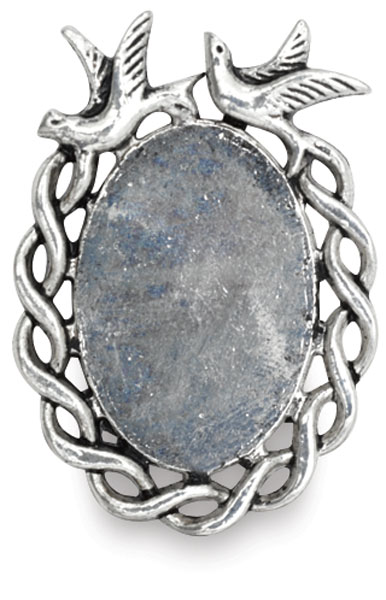 Antique Silver Birds Oval, Front