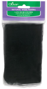 Natural Wool Roving, Black