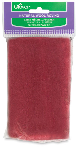 Natural Wool Roving, Red