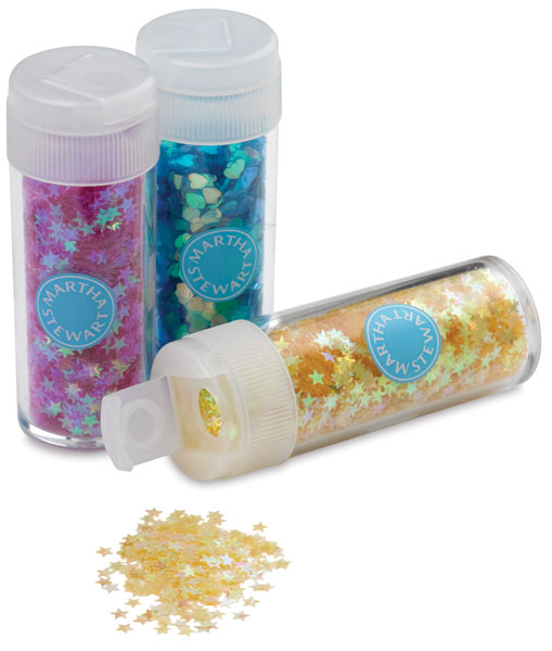 Iridescent Hearts and Stars Glitter, 12 Pack